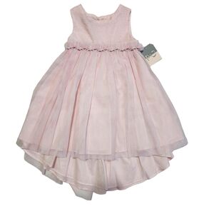 NWT Pastourelle by Pippa & Julie Pink Hilo Lace Overlay Layered Dress - 2T